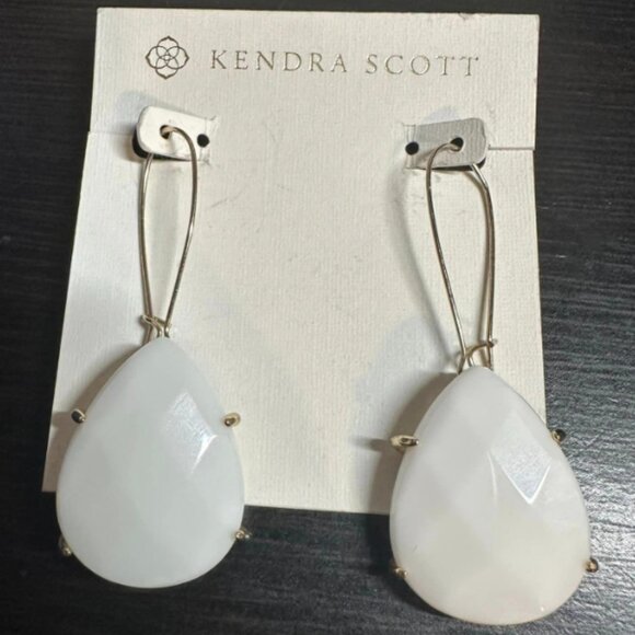 VGUC Custom Kendra Scott Allison Earrings in Gold and White - Picture 7 of 7